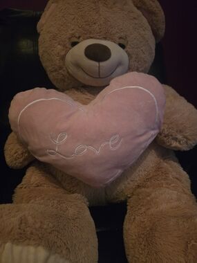 Plush Teddy Bear With Pink "Love" Heart